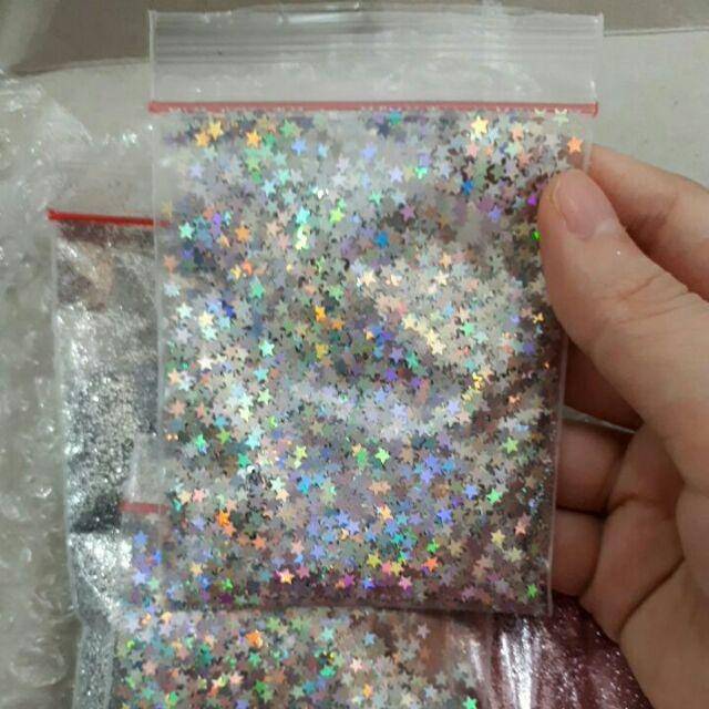 GLITTER SILVER HOLOGRAM BENTUK BINTANG