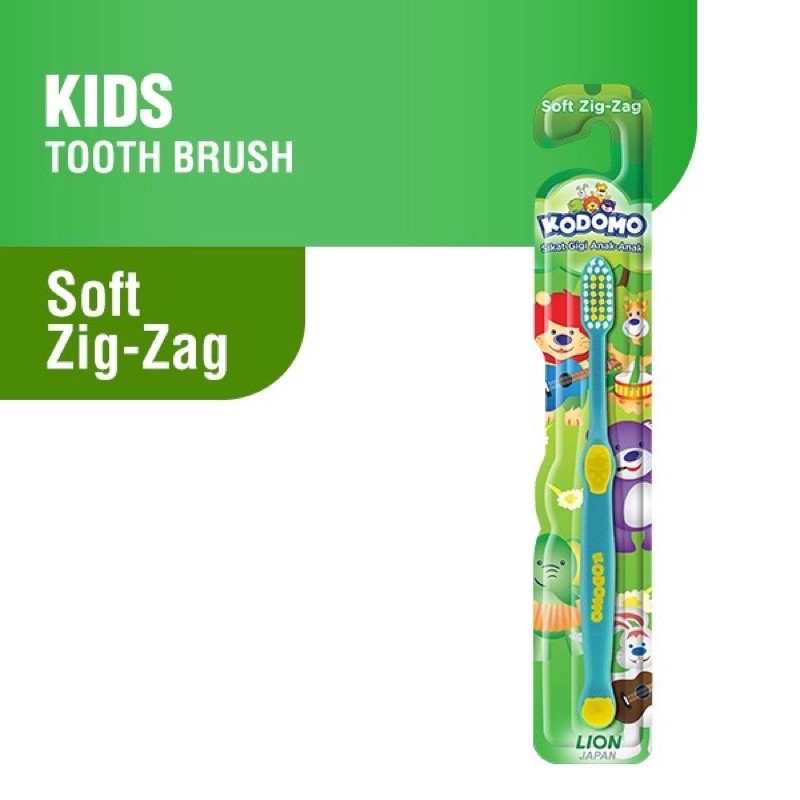 Kodomo Tooth Brush Zigzag - Kodomo Sikat gigi + Penutup sikat Zigzag