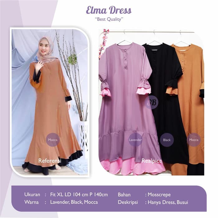 Baju Dress Muslim Wanita Elma Dress