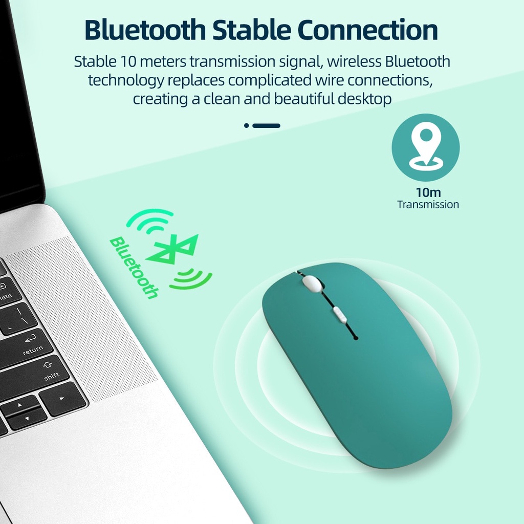 Taffware Mouse Pure Bluetooth V5.2 (NO USB DONGLE) Rechargeable Wireless for Android Windows Mac IOS compatible Laptop Notebook Tablet kompatibel Bluetoth Mouse For Macbook Xiaomi Air Microsoft Surface Pro 3 4 5 6 Rechargeable Mice Optical Silent Ipad