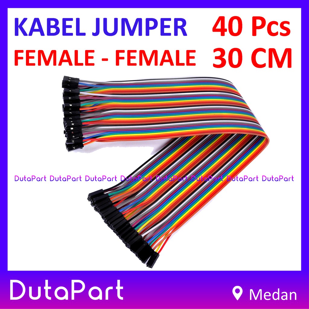 40Pcs Kabel Jumper 30cm FEMALE to FEMALE Dupont Cable Wire Pelangi