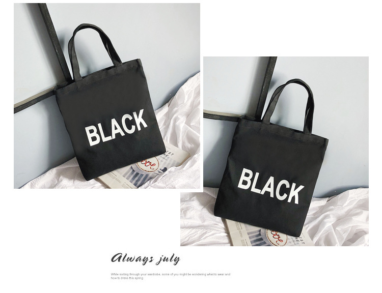 1038 kanvas tas bahu tas Jepang dan Korea Selatan minimalis tas besar tas kanvas Korea