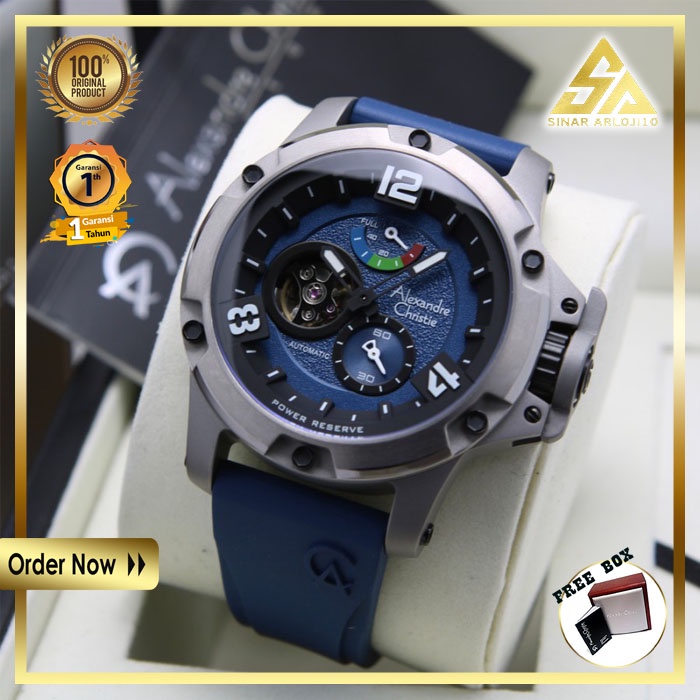 JAM TANGAN ALEXANDER CHRISTIE ALEXANDRE CHRISTIE PRIA COWOK ORIGINAL ORI BRANDED TITANIUM BLUE AC 62