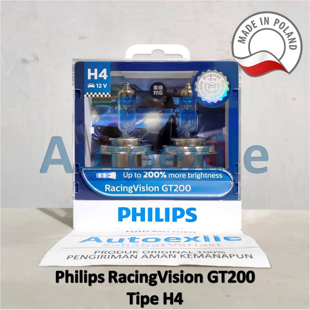 Philips Racing Vision H4 H7 200% Lebih Terang Lampu Depan Mobil Terang RacingVision