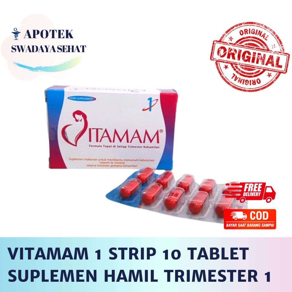 VITAMAM 1 STRIP 10 TABLET Suplemen Multivitamin Ibu Hamil Trimester 1 Strip 10 Tablet Vitamam-1