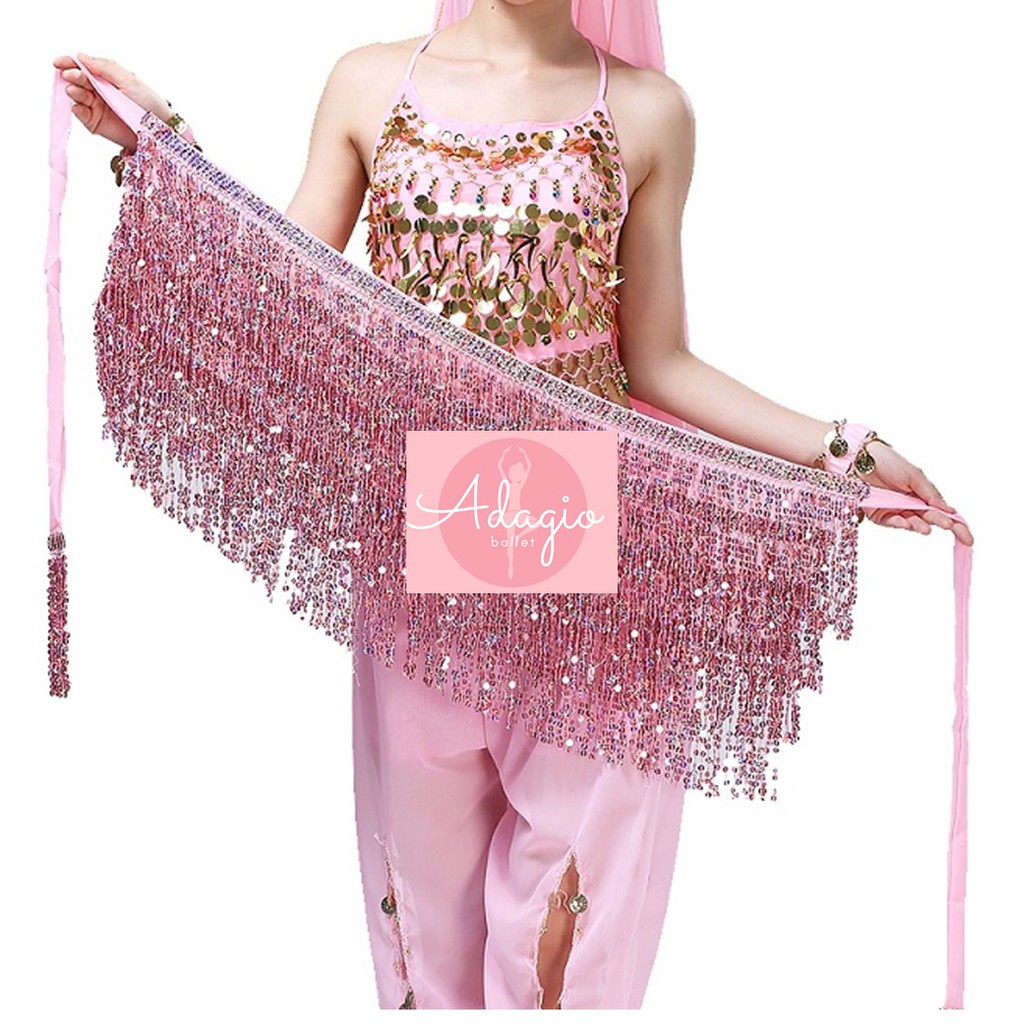 BELLY DANCE HIP SCARF SABUK TARI PERUT SELENDANG ZUMBA SEQUIN PAYET MANIK RUMBAI PELANGI GLITER ROK