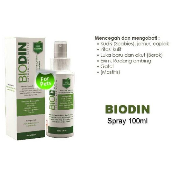 Biodin Spray 100ml 100 ml Obat Luka Jamur Borok Scabies Kucing Anjing