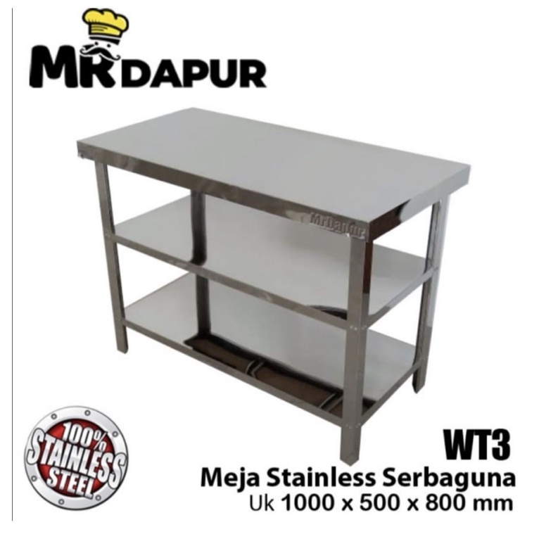 MEJA STAINLESS SERBAGUNA MR DAPUR WT 3 100x50 ORIGINAL