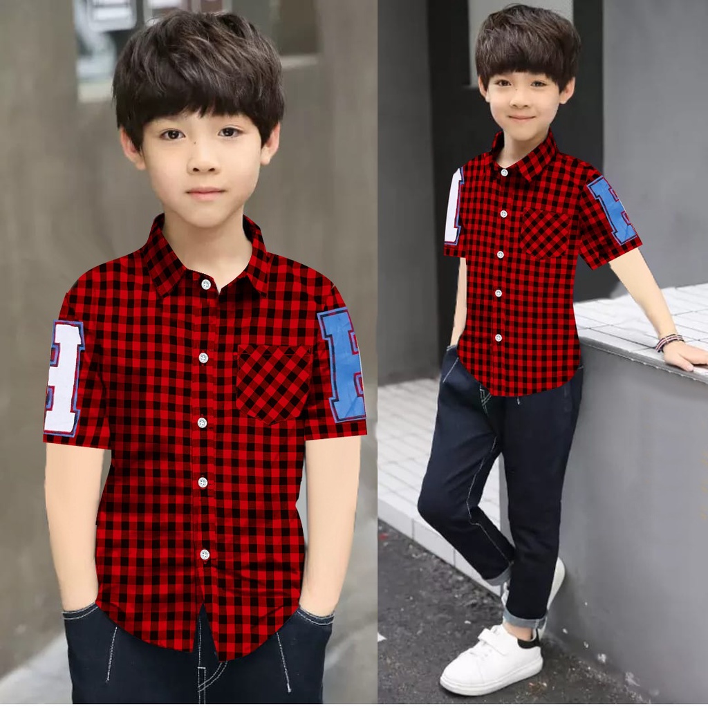 Kemeja HYUGO Kids/Kemeja kotak2 anak laki laki/Kemeja Anak Laki Laki/Kemeja Fashion anak laki laki/A