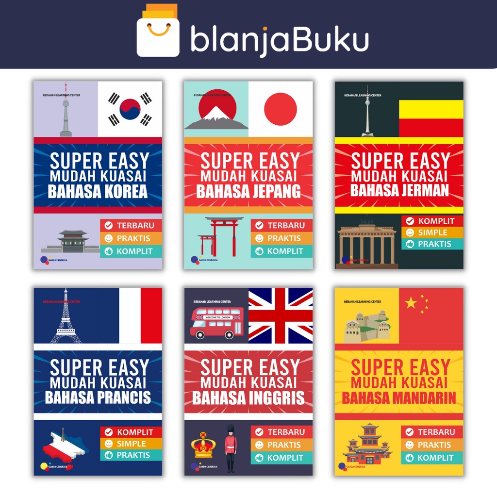 Buku Belajar Bahasa Inggris Korea Jepang Mandarin Prancis Jerman Seri Super Easy