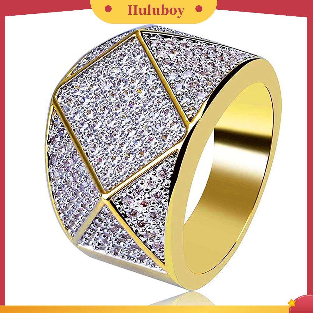 Hu Hu Hu Hu Hu Alat Bantu Pasang Kacamata♡ Cincin Pria Desain Geometri Hias Berlian Imitasi Untuk Pestahadiah