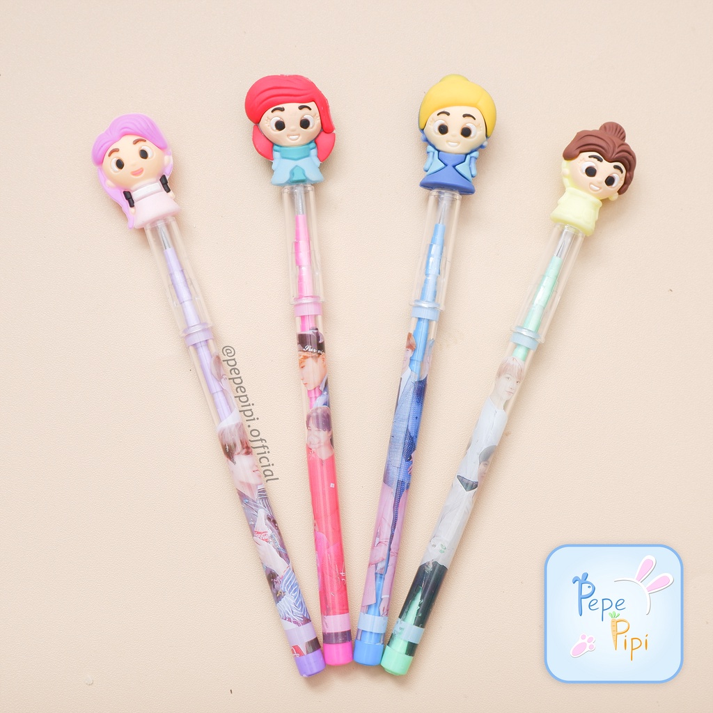 Pensil Princess Peluru Lantu Susun Bensia Refill Isi Princes Queen Belle Elsa Anna Cinderella