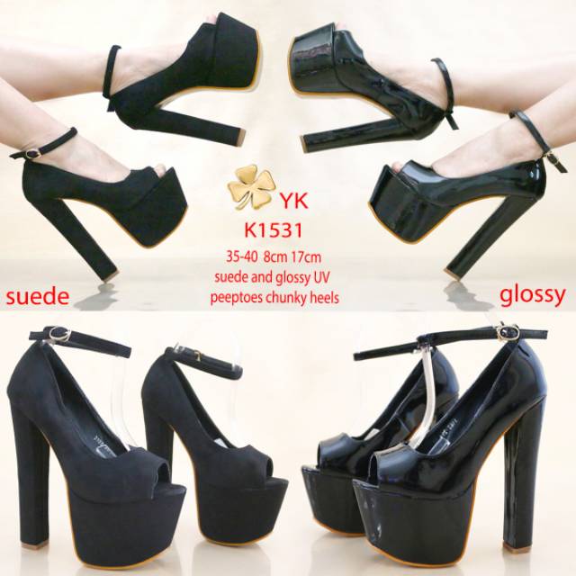 Osshoes 1531 high heels 17cm chunky heels hak gemuk big heel sepatu wanita impor
