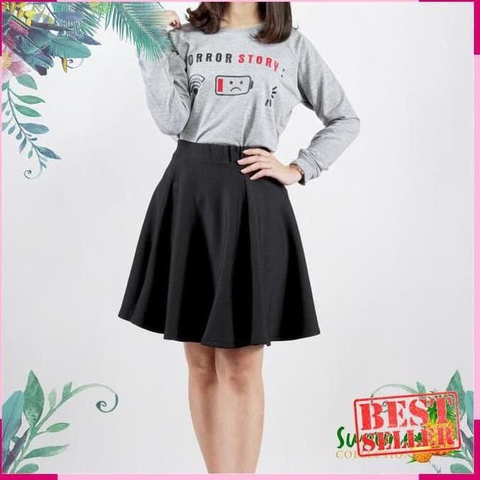 (UDHMA)ROK MIDI SCUBA MODEL MAYUNG/ROK SCUBA PENDEK POLOS