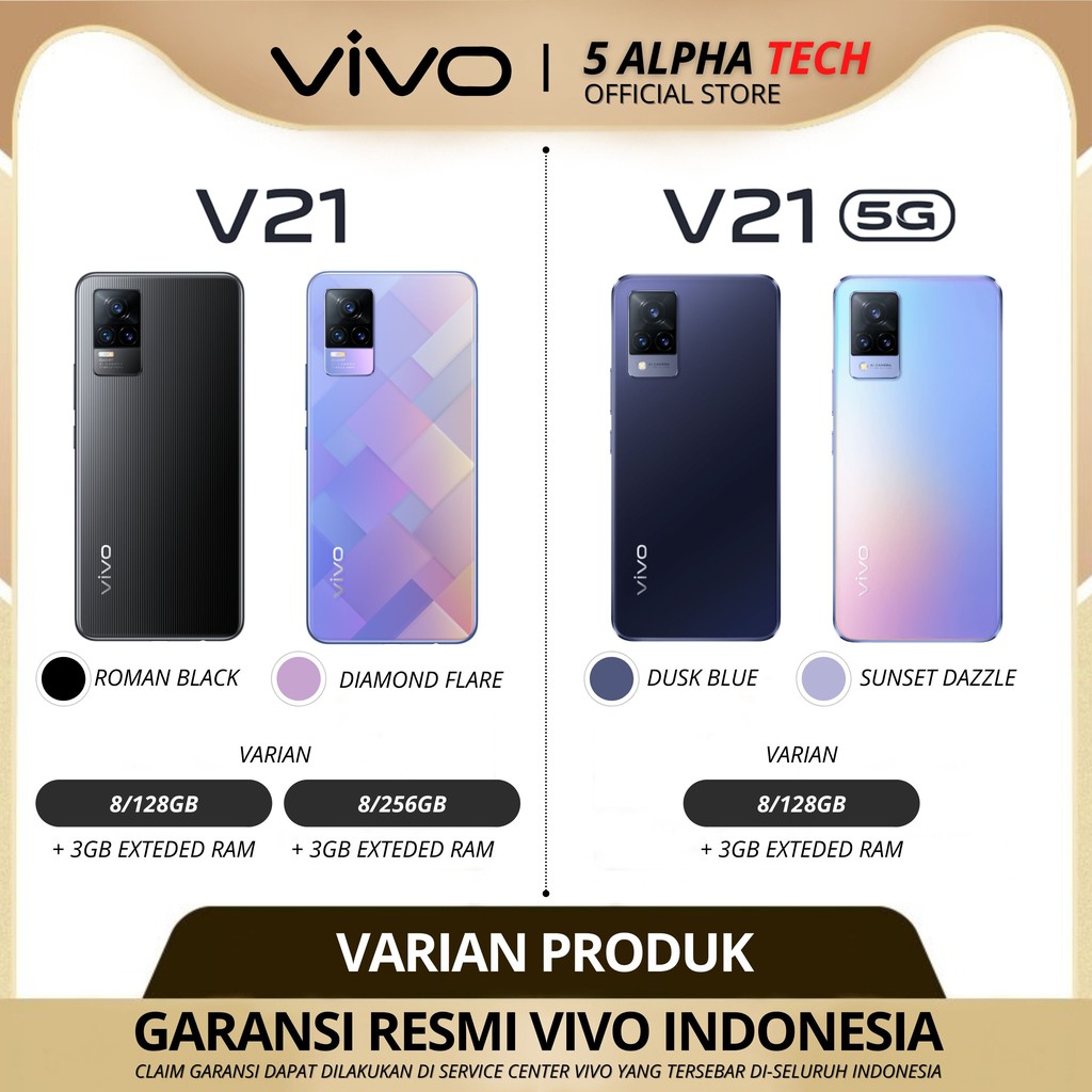 VIVO V21 5G | V21 4G 8/128GB 8/256GB (+3GB EXTENDED RAM) GARANSI RESMI VIVO INDONESIA-2
