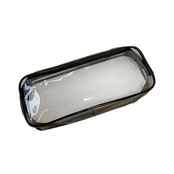 Tempat Pensil Bahan Pvc Transparan Kapasitas Besar Dengan Resleting Untuk Pelajar-Hitam