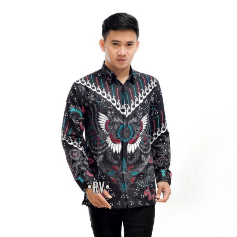 Kemeja Batik Atasan Pria Lengan Panjang M L XL XXL