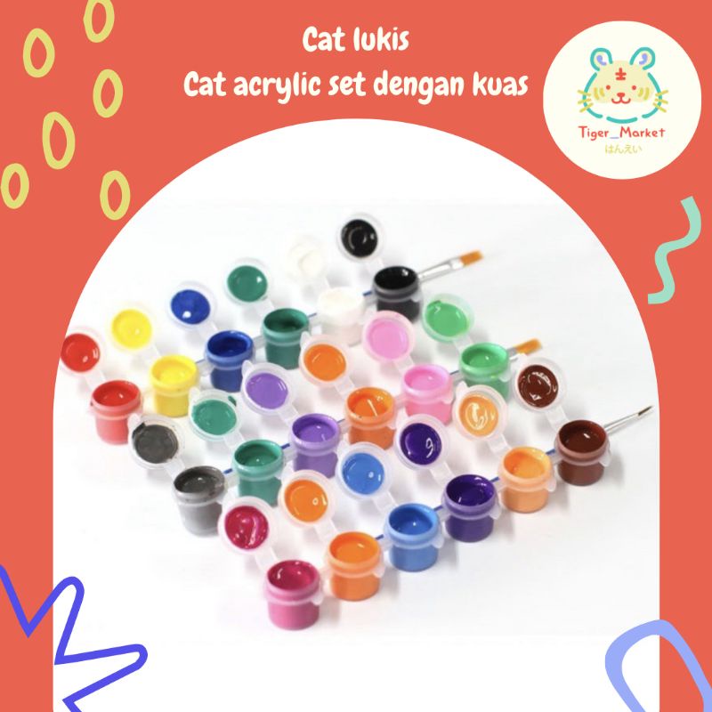 

cat lukis, cat acrylic set beserta kuas