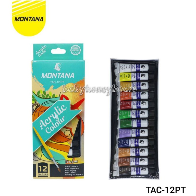 

Cat Acrylic Montana TAC-12PT 12 Warna @6ml/Cat Akrilik