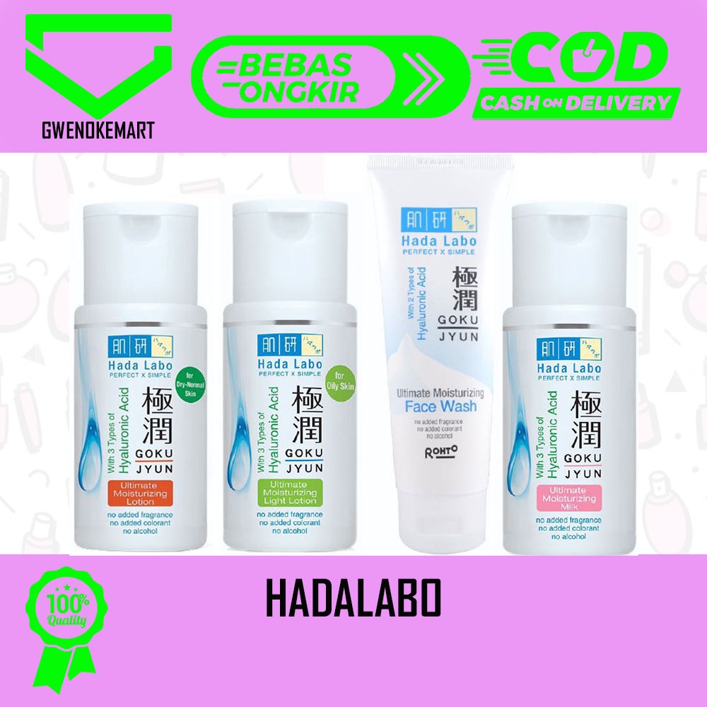 HADALABO GOKUJYUN FACE WASH MOIST LOTION MILK LIGHT LOTION SABUN CUCI MUKA LOTION HADA LABO