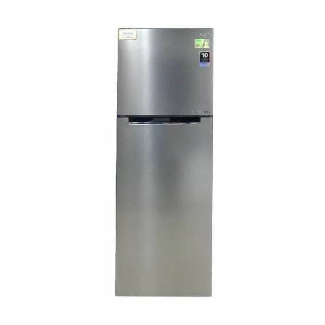 KULKAS AQUA 2 PINTU AQR 370 R SILVER 350 LITER INVERTER TEMPERED GLASS TRAY LOW WATT GARANSI RESMI