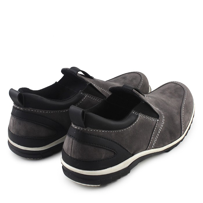 Sauqi Walkers - Sepatu Casual Slip On Pria Santai Sepatu Slop Kasual Sekolah Kuliah Santai Abu