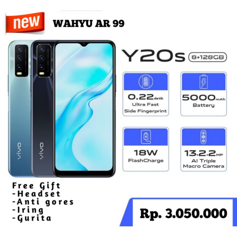 [NEW] vivo Y20s 8GB/128GB - 6.51", Ultra Fast Side Fingerprint, Snapdragon 460