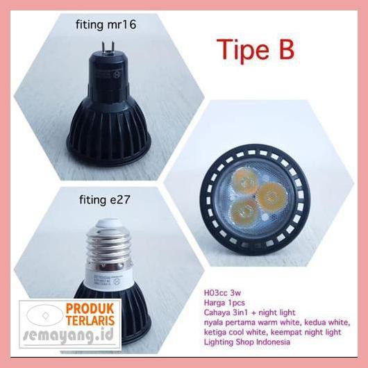57Ryy79- H3Q Lampu Halogen Led 3W Sorot Spotlight Warm White E27 Mr16 / G4 Spot - E27 Tipe A-Warm
