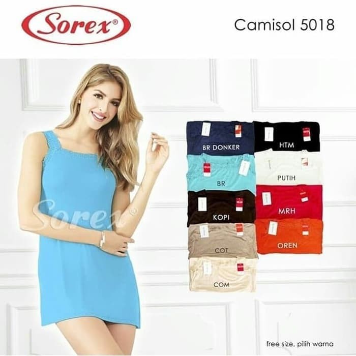 Camisole Tanktop Sorex 5018, Panjang Renda, Free Size - Merah