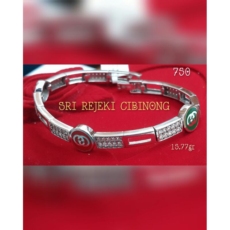 Gelang Tangan Cor Mas Putih Mata Putih Warna 750