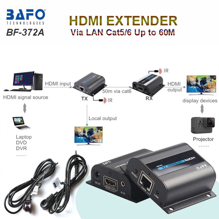 BAFO HDMI Extender CAT5/6 up to 60M