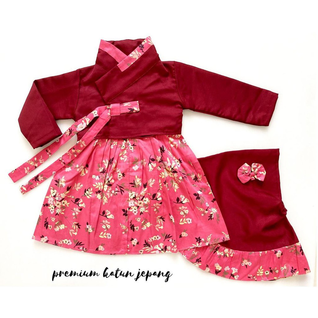 CHAVA KIMONO GAMIS setelan pakaian dress hijab muslim Lucu Fashion Anak Bayi Perempuan Cewek Terlaris Lucu Murah  / LITTLEBEE / BORA