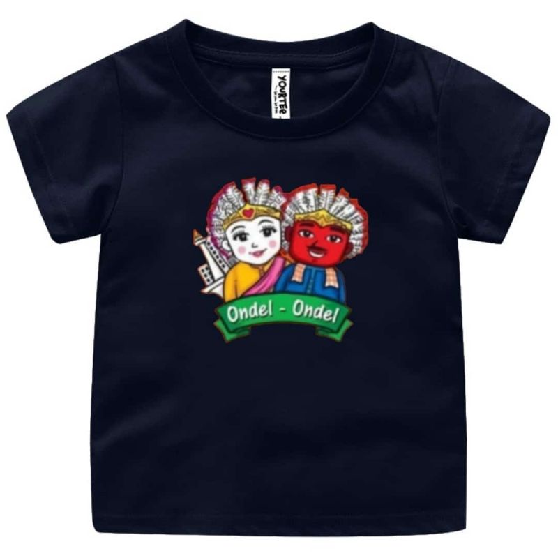 Baju Kaos Atasan Anak Dan remaja  Cowok Cewek/Fashion anak Kaos anak Laki laki Kaos anak perempun Motif Abang none (ondel ondel)