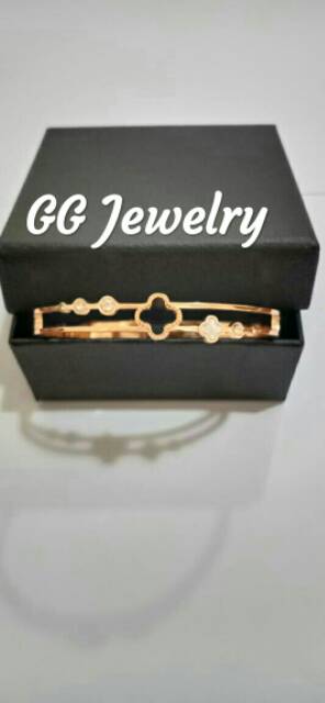 GG Gelang Bangle Real pict Daun Semanggi Titanium Lapis Emas 18K#GB-137