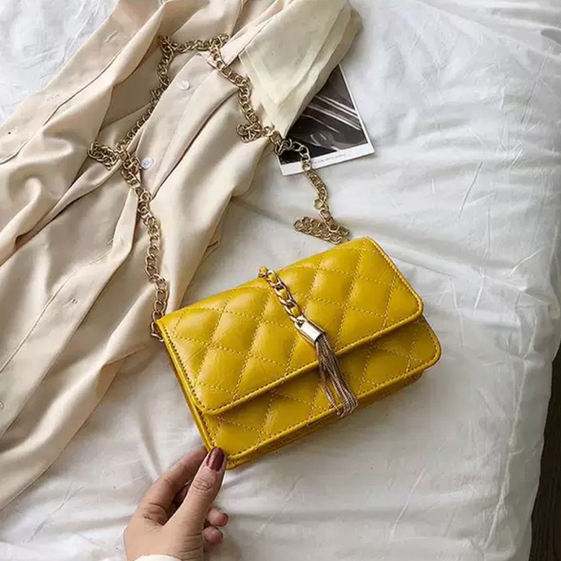 tas impor wanita selempang kulit pu  handbag slingbag rumbai murah