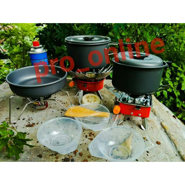 Cooking set DS300 Nesting 3-4 Person Peket wajan portable isi 3 Camping outdoor