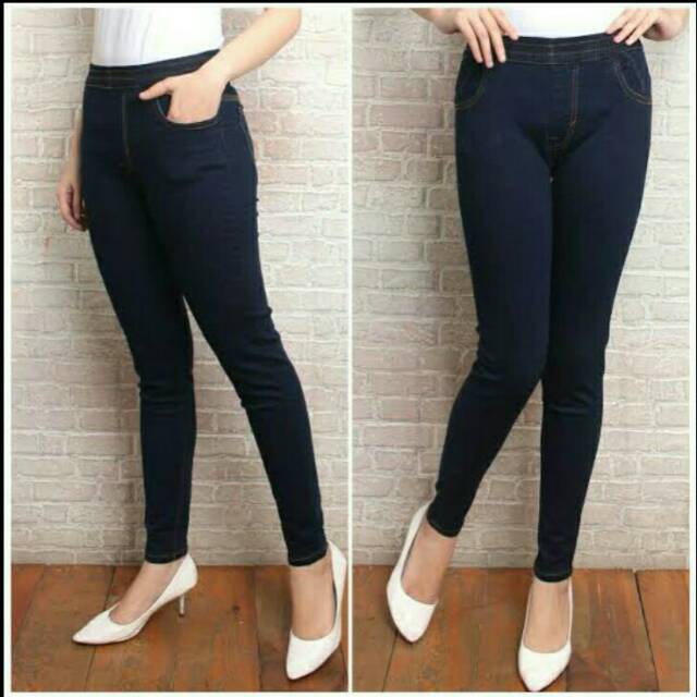 CELANA JEGGING JEANS POLOS JUMBO ADA KANTONG UKURAN XL DAN XXL STRECH LEGGING BIG SIZE CELANA PANJANG POLOS BISA COD TKM