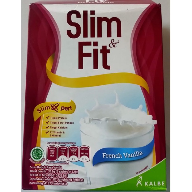 Susu Diet Slim &amp; Fit Sachet Slim Fit Tinggi Nutrisi Rasa Vanila Coklat 52 gram Slimfit Tubuh Langsing Ideal