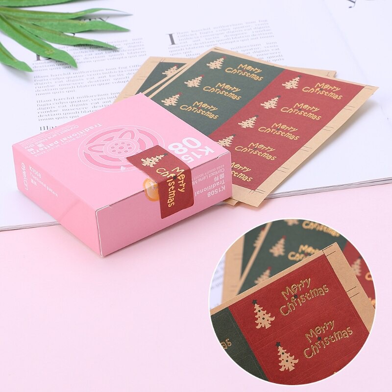 

Free Ongkir ya 100Pcs Merry Christmas Package Seal Sticker For Gift Label Sticker Scrapbooking qiang