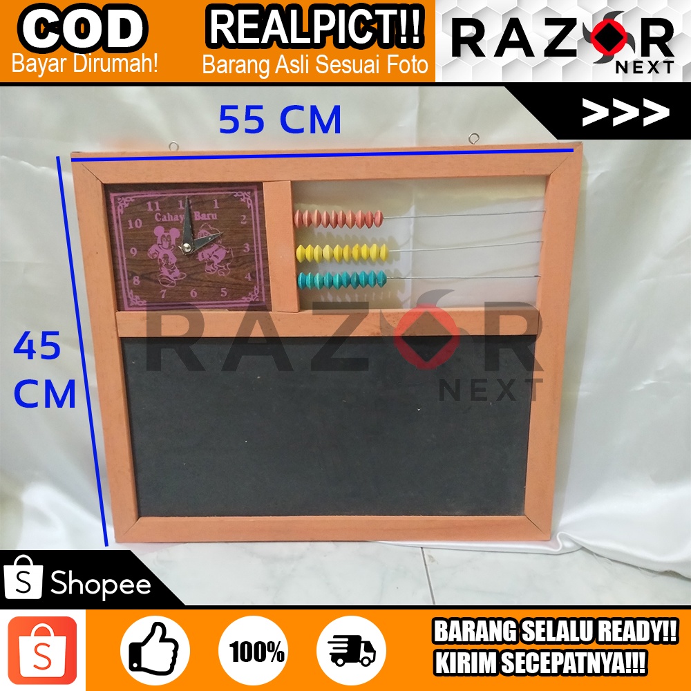 

Papan Tulis Sempoa Multifungsi Lengkap 1 Set Edukasi Anak | Dilengkapi JAM, SEMPOA, dan Papan Tulis Hitam | Ukuran 55x45 Cm | BISA COD