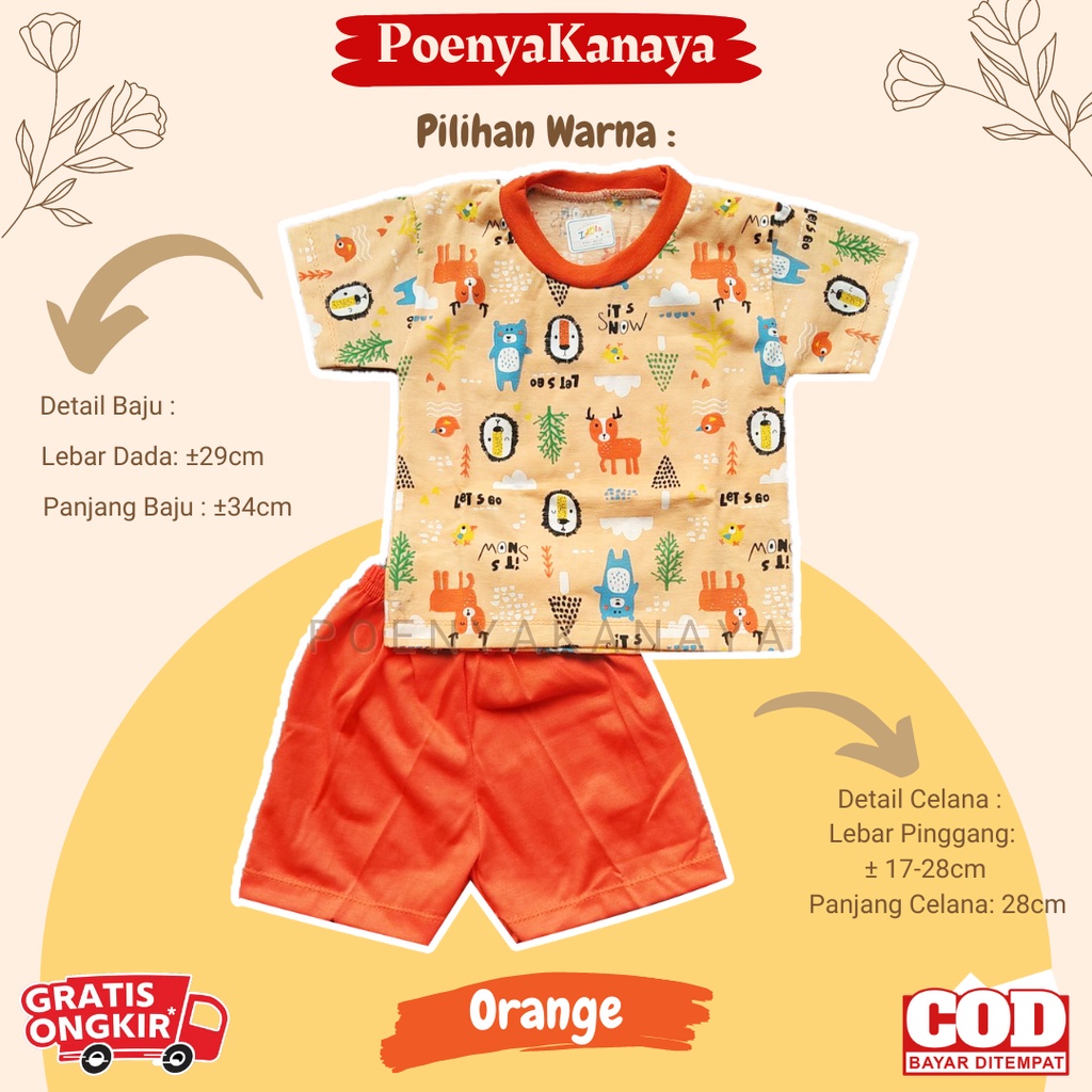 Setelan Baju Bayi Pendek Kaos Oblong IDOLA 8202 Kecil STL83 6-18 Bulan