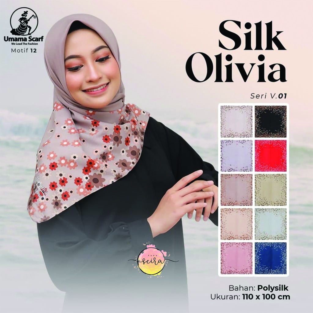 [BISA COD] Umama Kerudung / Hijab Silk Olivia Motif (Bisa Pilih Motif)-A12