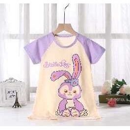 ( zwq ) DA001-005 Dress Anak 2-11 Tahun Piama Anak Perempuan, Dress Piyama, Dress Piama, Dress Baju Tidur Motif Karakter Lucu