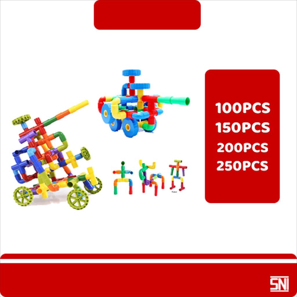 Mainan Edukasi Anak Blok Pipa /Education Toys Block Pipa 100PC 150PC