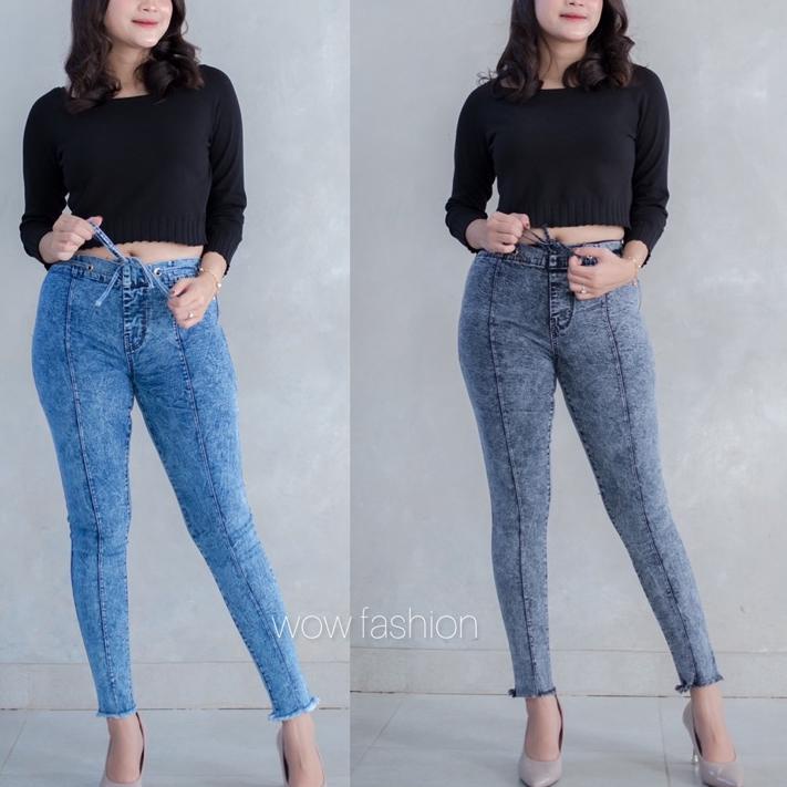➳ Celana Jeans High Waist Wanita Kekinian Celana Jens Panjang Highwaist Higwaist Jeans Ketat Cewek W
