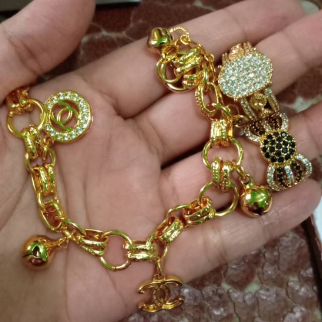 Gelang chanel gold, cincin mata hitam, cincin gold mata"