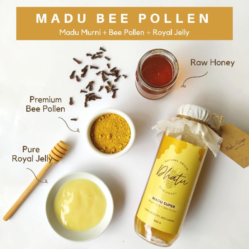

Dhatu - Madu Bee Pollen (Royal Jelly + Bee Pollen) / Madu Super 600 gram