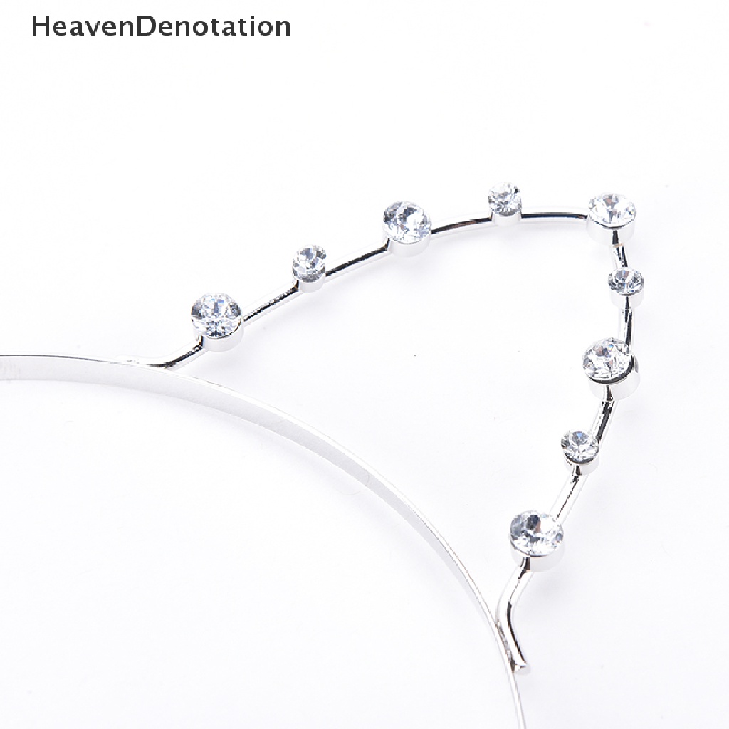 Headband Bentuk Telinga Kucing Aksen Mutiara Dan Berlian Imitasi Bahan Alloy Untuk Wanita