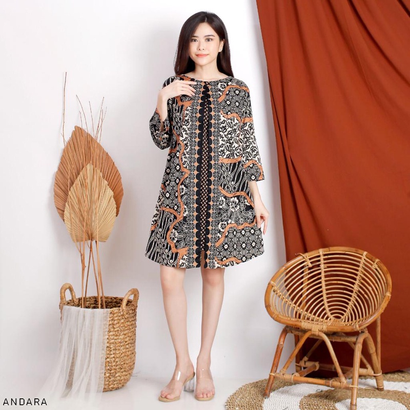 Evercloth Andara Dress Batik Wanita Dress Wanita Jumbo Batik Couple Seragam