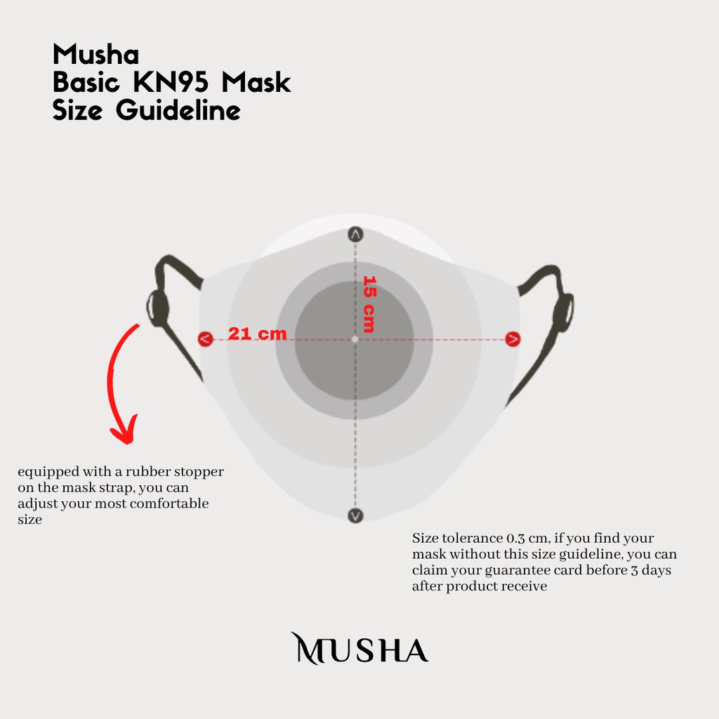 Musha KN95 Mask - Brown | Masker Kain 3 Ply Earloop